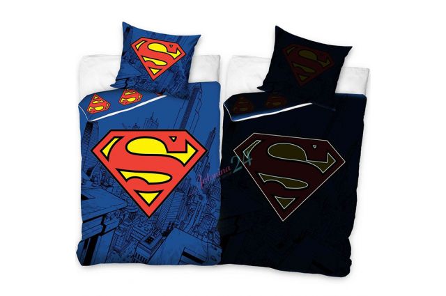 Šviečiantis tamsoje patalynės komplektas Superman|Satininės paklodės|TavoSapnas