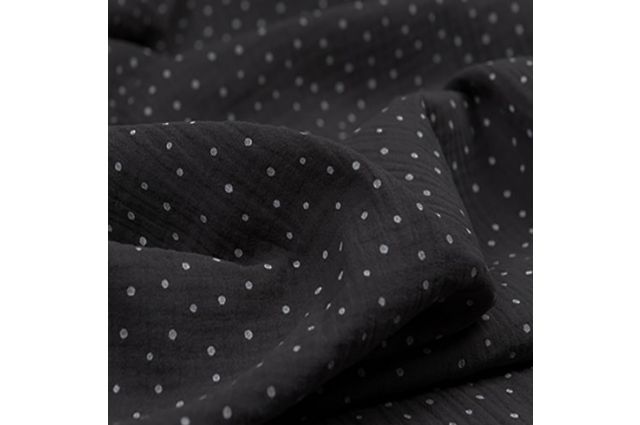 Double gauze muslinas Grey dots||TavoSapnas