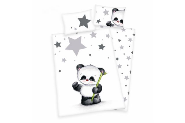 Premium medvilninės flanelės patalynė Panda|Satininės paklodės|TavoSapnas