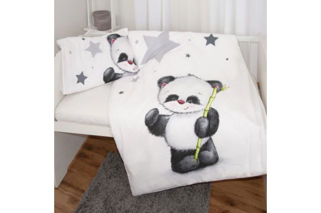 Premium medvilninės flanelės patalynė Panda|Satininės paklodės|TavoSapnas