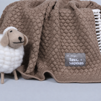 Megztas merino vilnos pledukas Kaštonas, 75x100cm|Vidutinio šiltumo |TavoSapnas