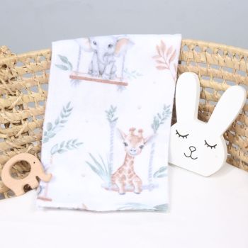 Flanelinis vystyklas Mini Zoo, 100x100 cm|Kūdikio miegas ir priežiūra|TavoSapnas