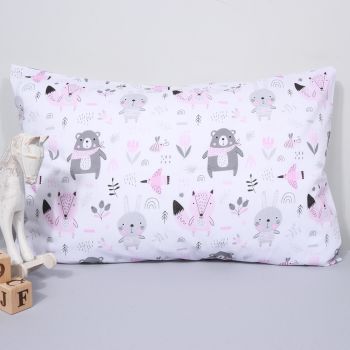 Medvilninis pagalvės užvalkalas Rožinis miškelis, 40x60 cm|Kūdikio miegas ir priežiūra|TavoSapnas