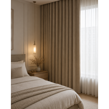 Naktinių užuolaidų audinys Sakura Light Brown, aukštis 300 cm|Užuolaidos|TavoSapnas