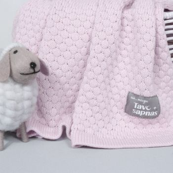 Megztas merino vilnos pledukas Balta alyva, 75x100 cm|Vidutinio šiltumo |TavoSapnas