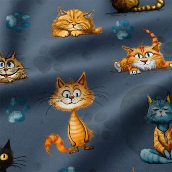 Medvilninis audinys patalynei (drobelė), Katinai, 0.35x2.00m|Audiniai|TavoSapnas