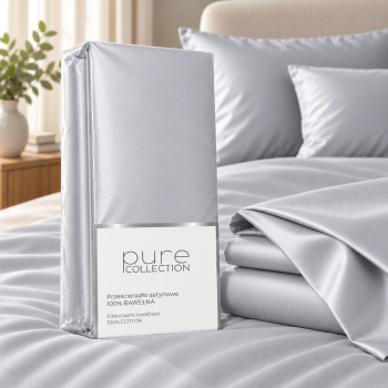Pure Collection satino paklodė be gumos LIGHT GREY, 200x220 cm|Patalynė|TavoSapnas