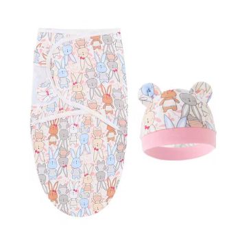 Trikotažinis vystyklas-kokonas su kepuryte Bunny, 48 cm|Kūdikio miegas ir priežiūra|TavoSapnas