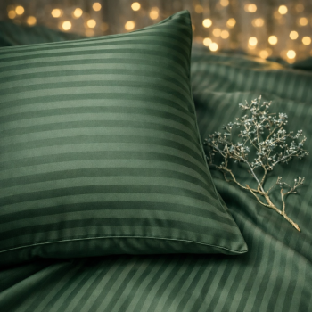 Juostuoto satino pagalvės užvalkalas su užtrauktuku Olive, 70x70 cm|70x70cm|TavoSapnas
