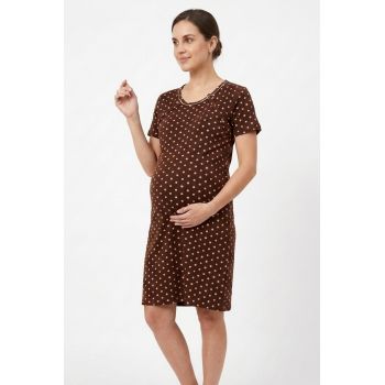 Medvilniniai naktiniai maitinančiai Brown Dots, XL dydis|Būsimai mamai|TavoSapnas