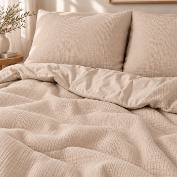 Dvipusė muslino patalynė Pure Taupe, 160x200, 70x80 cm|160x200cm|TavoSapnas