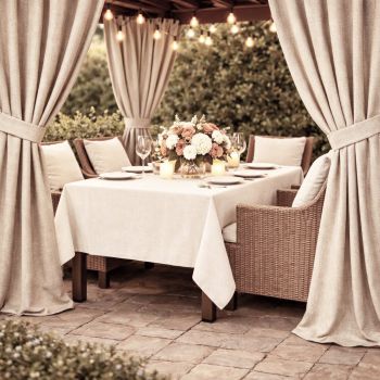 Pasiūta terasos užuolaida Linen Sand su UV apsauga + surišimas|Užuolaidos|TavoSapnas