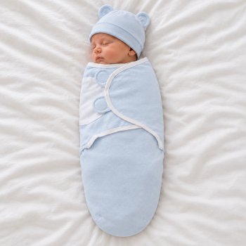 Trikotažinis vystyklas-kokonas su kepuryte Baby Blue, 48 cm|Kūdikio miegas ir priežiūra|TavoSapnas