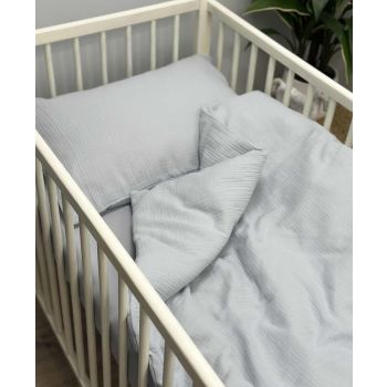Muslino (double gauze) patalynės komplektas Pilkas, 110x140, 40x60 cm|110x140 cm |TavoSapnas