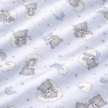 Flanelė Melsvi Meškučiai|Audiniai|TavoSapnas