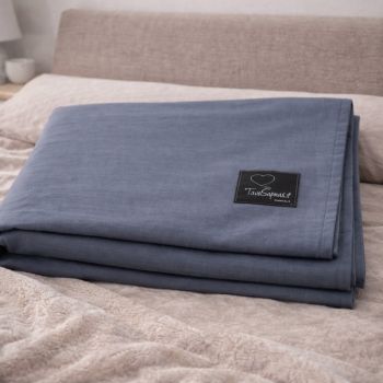 Medvilninė paklodė be gumos Melsvai Pilka, 160x200 cm|Patalynė|TavoSapnas