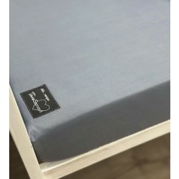 Medvilninė paklodė su guma Mėlynai pilka, 80x160 cm|Kūdikio miegas ir priežiūra|TavoSapnas