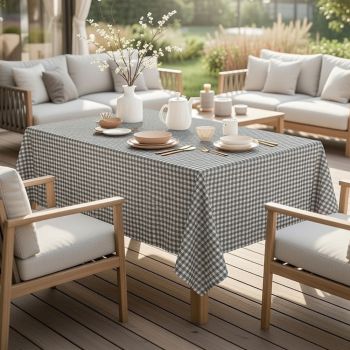 Dėmėms atspari staltiesė Pilka languota, 140x140 cm|Prekės namams|TavoSapnas