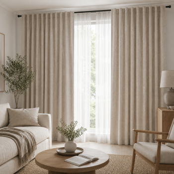 Naktinių užuolaidų audinys Sakura Blackout Ivory, aukštis 300 cm|Užuolaidos|TavoSapnas