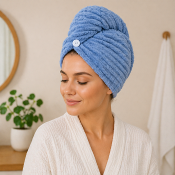 Plaukų rankšluostis-turbanas Madam, blue jeans|Prekės namams|TavoSapnas