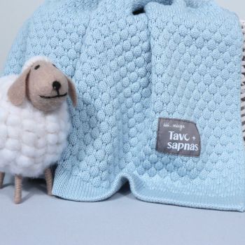Megztas merino vilnos pledukas Dangaus debesėlis, 75x100cm|Vidutinio šiltumo |TavoSapnas