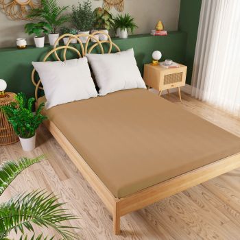 Trikotažinė paklodė su guma Premium, camel ruda, 120x200 cm|Patalynė|TavoSapnas