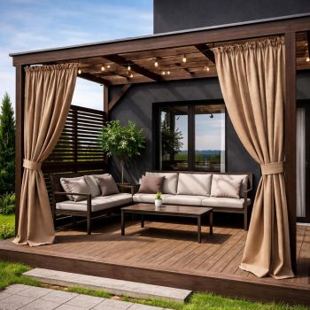 Pasiūta terasos užuolaida + surišimas, Karamelinė|Užuolaidos|TavoSapnas