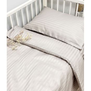 Juostuoto satino patalynės komplektas Beige, 90x120, 40x60 cm|90x120 cm |TavoSapnas