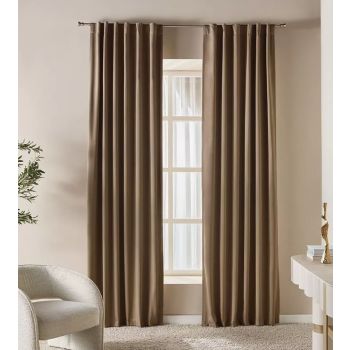 Karališkojo veliūro naktinių užuolaidų komplektas Light Brown|Užuolaidos|TavoSapnas