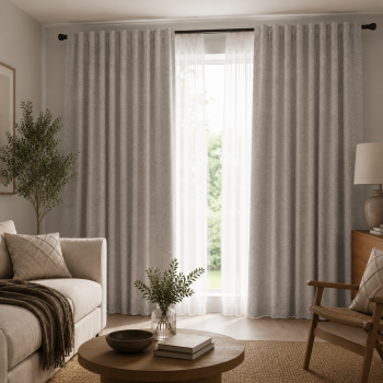 Naktinių užuolaidų audinys Sakura Blackout Light Grey, aukštis 300 cm|Užuolaidos|TavoSapnas