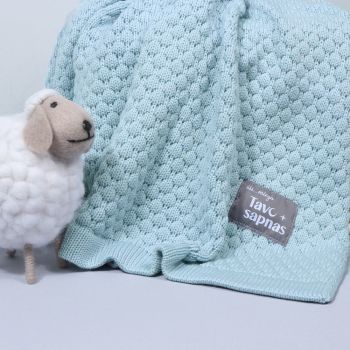 Megztas merino vilnos pledukas Debesėlis, 75x100 cm|Vidutinio šiltumo |TavoSapnas