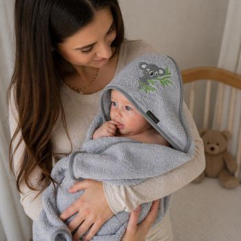 Bamboo rankšluostis su gobtuvu Pilkoji koala, 100x100 cm|Prekės namams|TavoSapnas