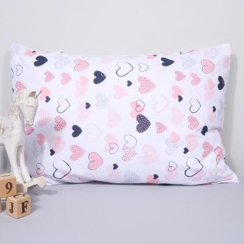 Medvilninis pagalvės užvalkalas Širdelės, 40x60 cm|Kūdikio miegas ir priežiūra|TavoSapnas