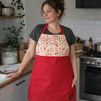 Lininė prijuostė Raudona|Prekės namams|TavoSapnas