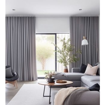 Karališkojo veliūro naktinių užuolaidų komplektas Grey|Užuolaidos|TavoSapnas