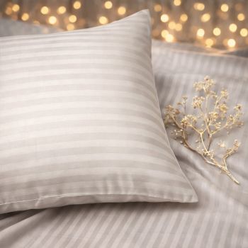 Juostuoto satino pagalvės užvalkalas Beige, 50x70 cm|50x70cm|TavoSapnas