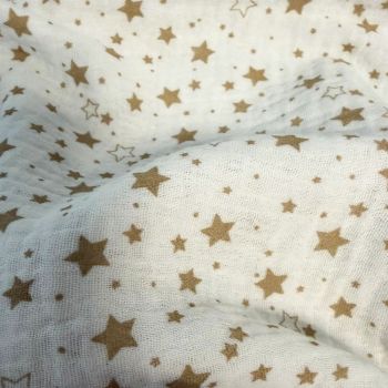 Double gauze muslinas Žvaigždutės|Audiniai|TavoSapnas