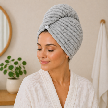 Plaukų rankšluostis-turbanas Madam, grey|Prekės namams|TavoSapnas