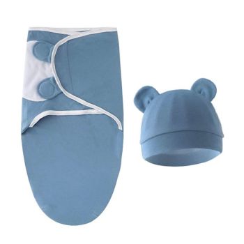 Trikotažinis vystyklas-kokonas su kepuryte Blue, 48 cm|Kūdikio miegas ir priežiūra|TavoSapnas
