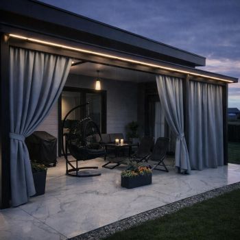 Pasiūta terasos užuolaida + surišimas, Pilka|Užuolaidos|TavoSapnas