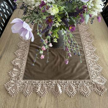 Veliūrinis stalo takelis Brown Luxury, 55x130 cm|Prekės namams|TavoSapnas