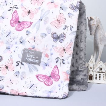 Minkštutis minky pledukas Butterflies, 70x100 cm|Vidutinio šiltumo |TavoSapnas