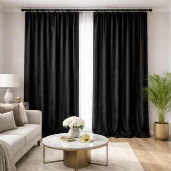 Matuojama veliūrinė užuolaida Efekto Black, aukštis 280 cm|Užuolaidos|TavoSapnas