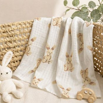 Marlinis vystyklas Zuikiai, 65x75 cm|Kūdikio miegas ir priežiūra|TavoSapnas