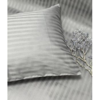 Juostuoto satino pagalvės užvalkalas Grey, 40x60 cm|Kūdikio miegas ir priežiūra|TavoSapnas