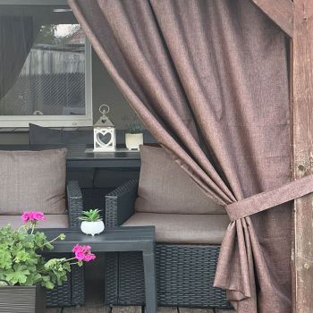 Pasiūta terasos užuolaida Linen Brown su UV apsauga + surišimas|Užuolaidos|TavoSapnas