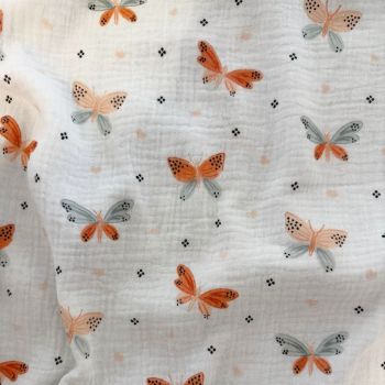 Double gauze muslinas Drugeliai, 0.55x2.45m|Audiniai|TavoSapnas