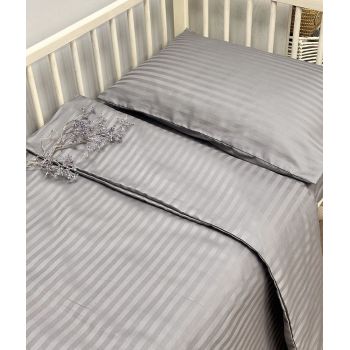Juostuoto satino patalynės komplektas Grey, 90x120, 40x60 cm|90x120 cm |TavoSapnas