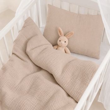Dvipusė muslino patalynė Pure Light Brown, 100x135, 40x60 cm|100x135 cm |TavoSapnas