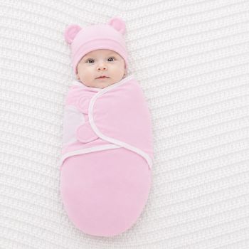 Trikotažinis vystyklas-kokonas su kepuryte Pink, 48 cm|Kūdikio miegas ir priežiūra|TavoSapnas